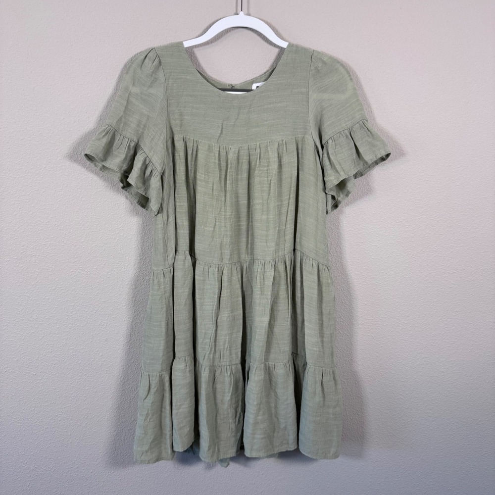 Princess Polly Babydoll Mini Dress Ruffle Sleeve Sage Green Cottage Milkmaid 2